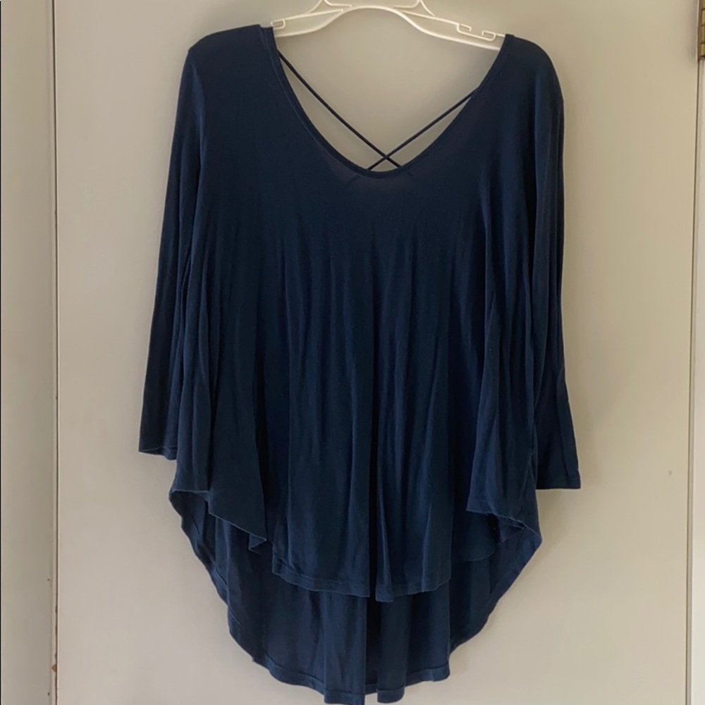 Long Sleeve Swing Top with Lace Up Back